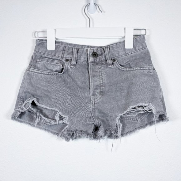 Free People Distressed Jean Shorts Gray Size 24 - Picture 2 of 5